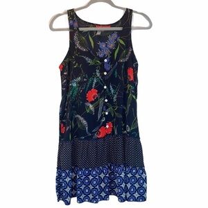 Aerie S blue BOHO sleeveless tiered A-line dress